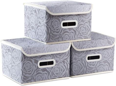 fabric storage bins silver metalic|2PCS Decorative Storage Boxes with Lid Luxury Metallic Fabric .